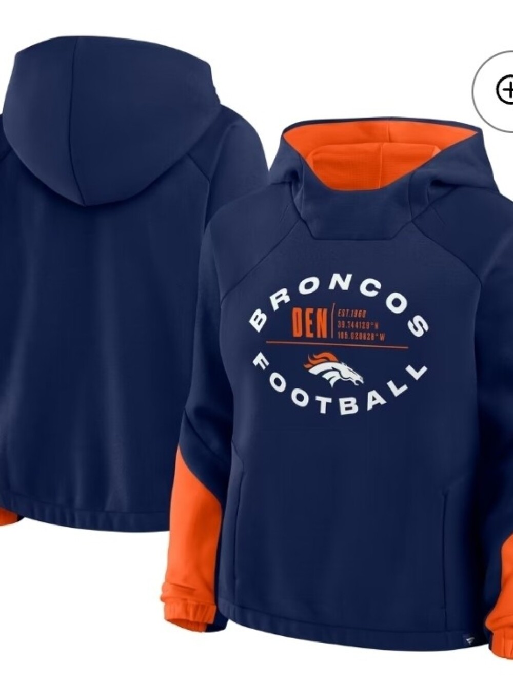 Women's Fanatics Navy Denver Broncos Redzone Bubble Screen Pullover Hoodie